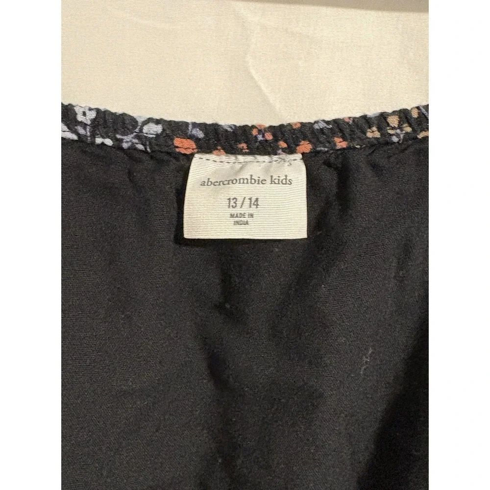 ABERCROMBIE GIRLS SIZE 13/14 BLACK  FLORAL FIT & FLARE DRESS